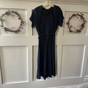 💙 1940s Vintage Navy Flutter-Sleeve Dress 💙